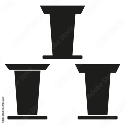 Abstract black pillars set. Architectural column icons. Strength and stability symbols. Vector illustration. EPS 10.