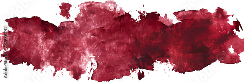 Crimson and maroon watercolor smudge on transparent background. photo