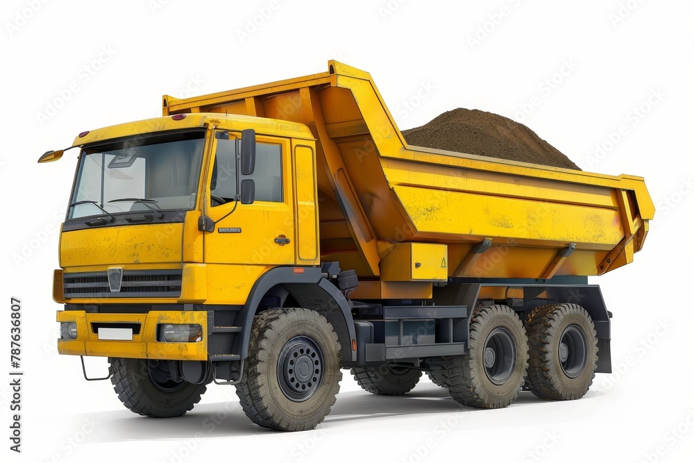 Industrial dump truck with transparent background