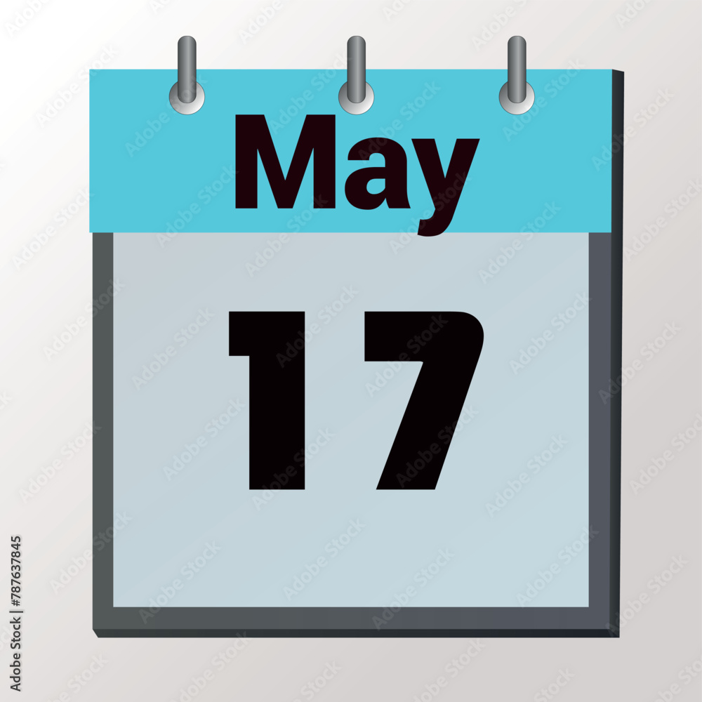 vector calendar page with date May 17, light colors vector calendar page with date May 17, light colors
