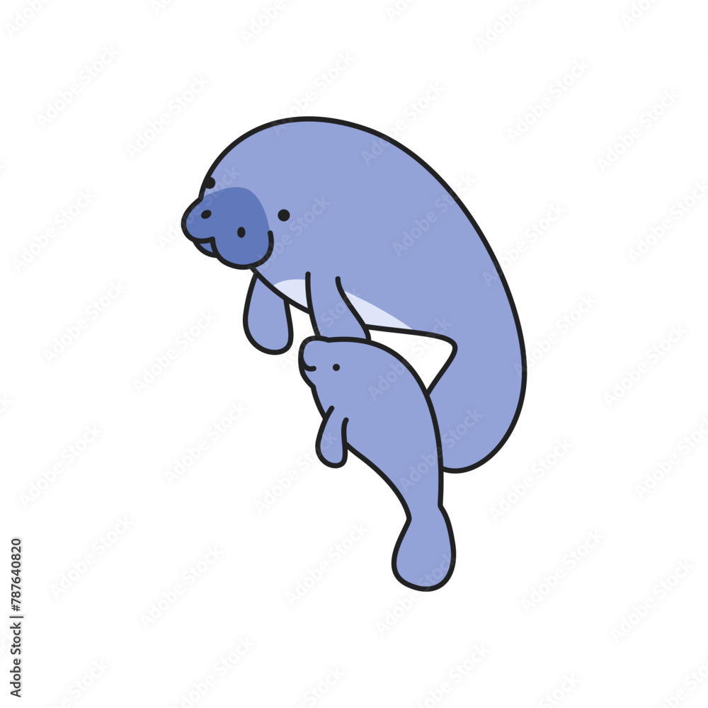 cute cartoon manatee vector illustration cute cartoon manatee vector illustration
