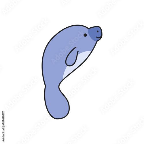 cute cartoon manatee vector illustration