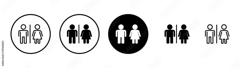 Toilet icon vector isolated on white background. Toilet sign. Man and woman restroom sign vector. Male and female icon Toilet icon vector isolated on white background. Toilet sign. Man and woman restroom sign vector. Male and female icon