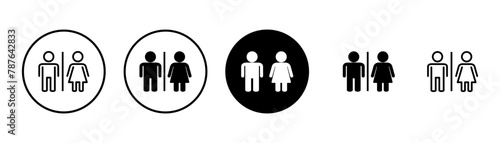 Toilet icon vector isolated on white background. Toilet sign. Man and woman restroom sign vector. Male and female icon