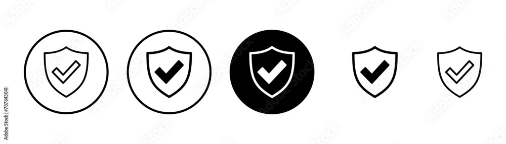 Shield check mark icon vector isolated on white background. Protection approve sign. Safe icon vector
