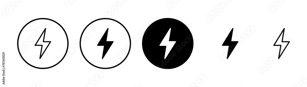 Lightning icon vector isolated on white background. Bolt icon vector. Energy and thunder electric icon Lightning icon vector isolated on white background. Bolt icon vector. Energy and thunder electric icon