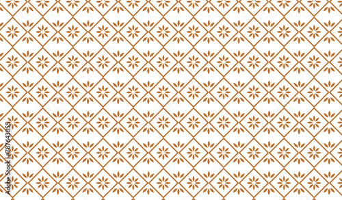 Golden Abstract Floral Seamless Pattern Vector Gold And White Background.