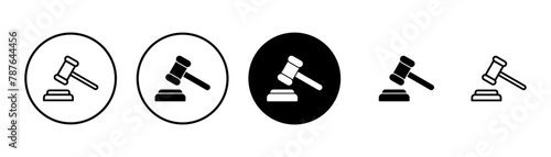 Gavel icon vector isolated on white background. Hammer icon vector. Judge Gavel Auction Icon Vector. Bid