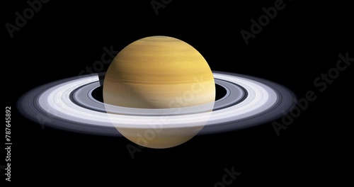 A 3D animation of planet Saturn, which is the sixth planet from the Sun and the second-largest in the Solar System, after Jupiter. photo