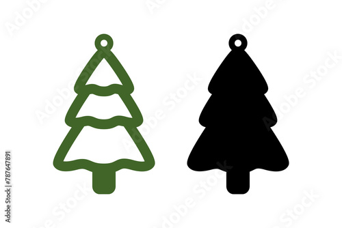 Two layered Christnas tree earrings, pendant or keychain design. Jewelry silhouette cut template. Laser cutting with leather, wood or metal. Vector illustration file