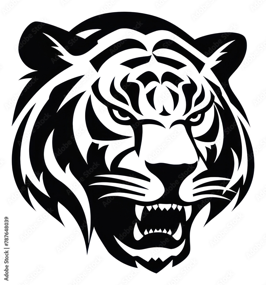 PNG Tiger logo icon white black white background.