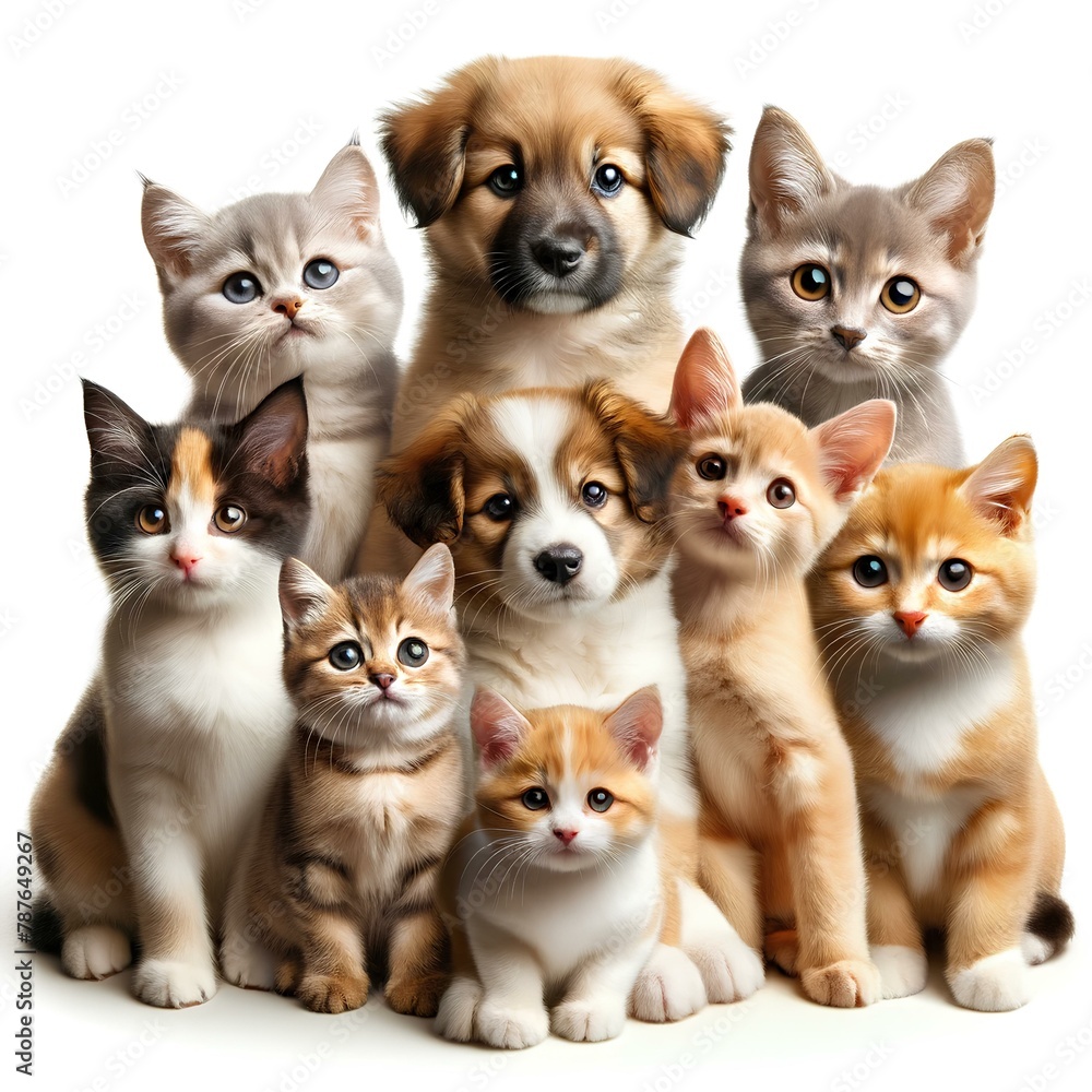 group of kittens and puppies group of kittens and puppies