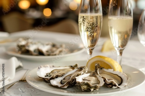 Oysters paired with champagne photo