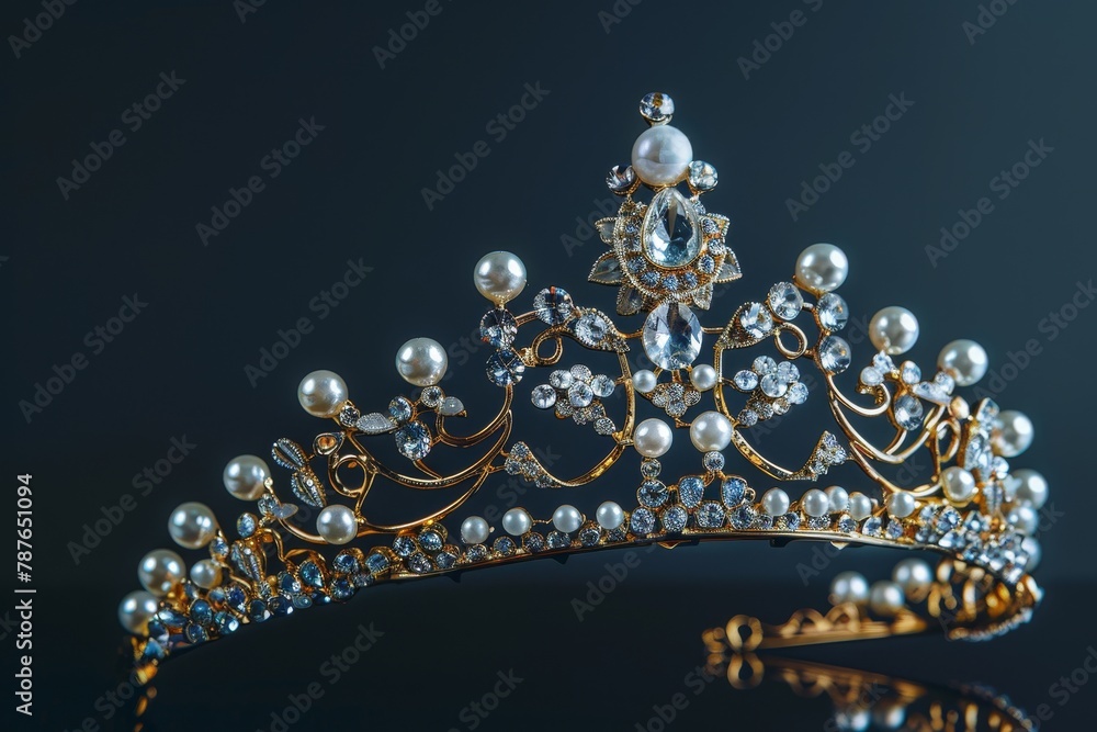 Pearl tiara on black background Pearl tiara on black background