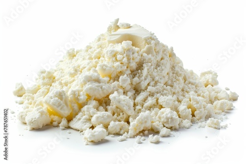 Pile of white cheese on white surface