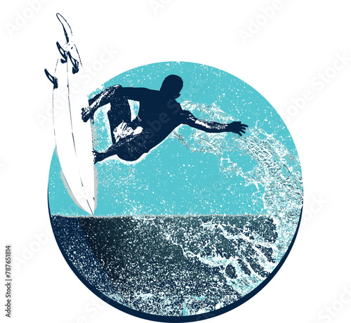 surf, ilustracion, olas, silueta, pegatina, surfista, vector	

