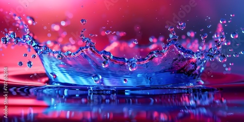 Neon Light Background Enhanced by a Splash of Water Detail