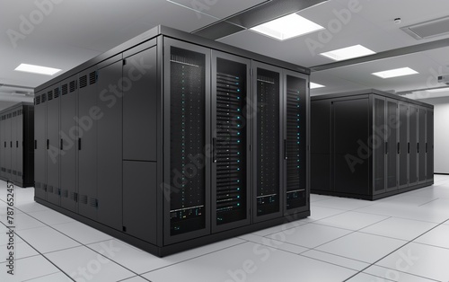 Rows of High-Performance Servers in a Modern Data Center - Big Data, Web Infrastructure, Technology