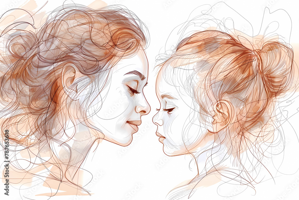 Mother and child on a Mother`s Day greeting card Mother and child on a Mother`s Day greeting card