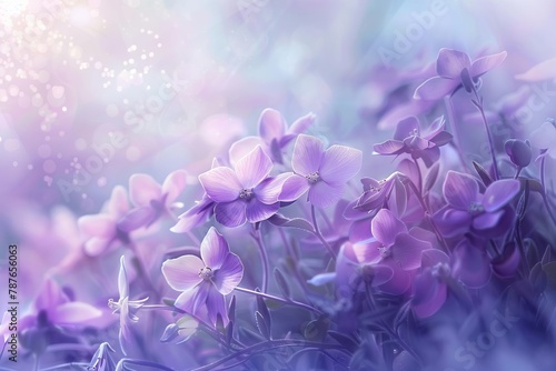 enchanting backdrop of delicate violet flowers romantic floral beauty dreamy nature digital painting #787656063