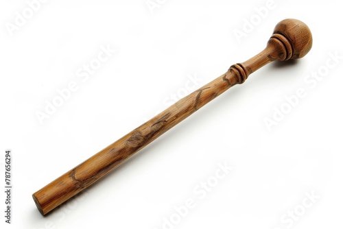 Single wooden magic wand on white background