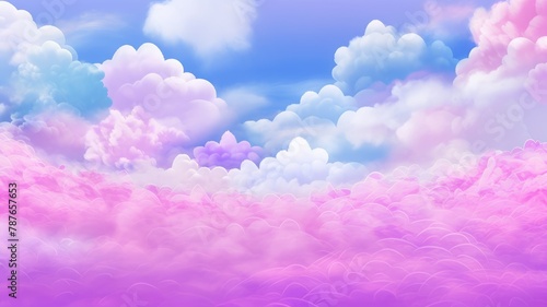 Whimsical Rainbow Clouds with Textured Sky Illustration