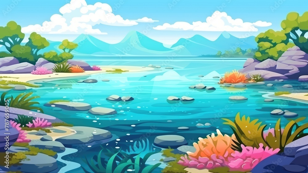 Idyllic Tropical Islands with Pristine White Beaches Illustration Idyllic Tropical Islands with Pristine White Beaches Illustration
