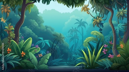 Enchanted Forest View - Lush Wilderness and Serene Lake Illustration
