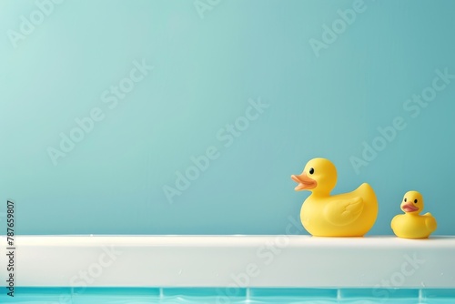 yellow rubber ducks on the edge of the bathroom