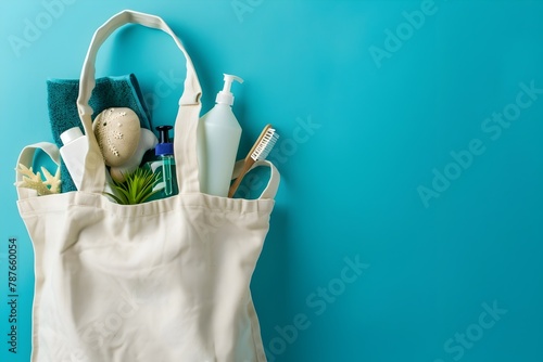 Beach Tote Filled with Everyday Essentials for Eco-Friendly Living and Wellness
