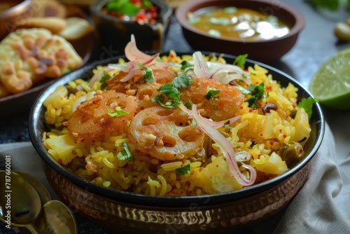 Aloo Poha with Jalebi also known as imarti and kande pohe snack combo