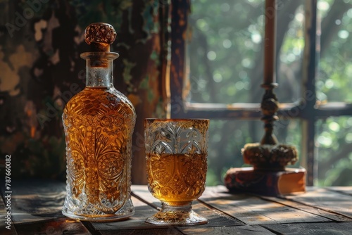Amber liquid in glass goblet
