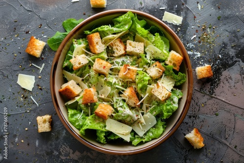 Caesar salad with added cheese and croutons