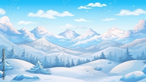 Winter Wonderland Landscape,  Snowy Mountain Illustration © chesleatsz