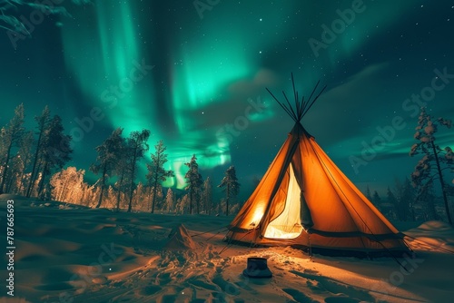 Camping under Northern Lights photo