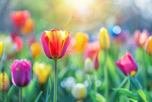 Close-up of tulip on a floral field background #787669062