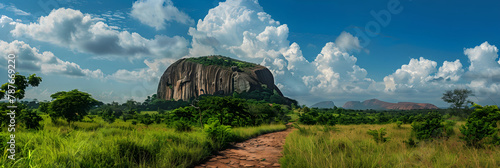 Enthralling View of the Historic Aso Rock and Surrounding Lush Vegetation in Ogun State, Nigeria