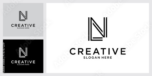 LN or NL initial letter logo design vector