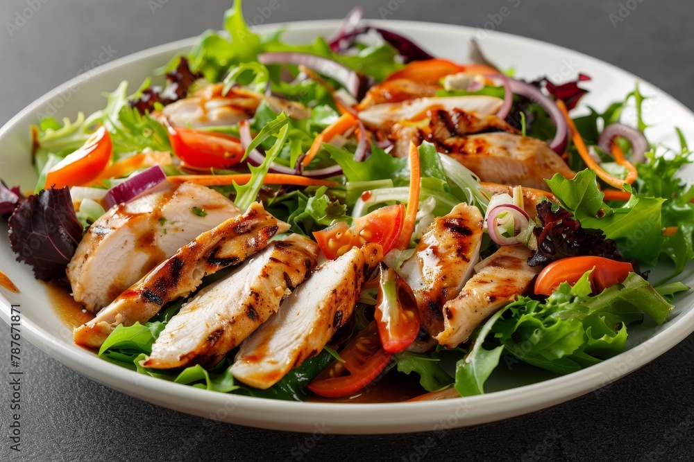 Combine chicken salad with dressing on plate Combine chicken salad with dressing on plate