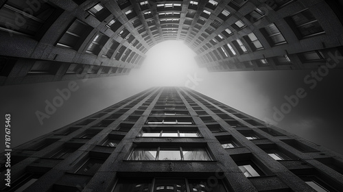 building in the night, Black and White Round Building