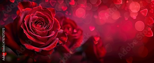 Valentine's Invitation Featuring Hearts and Stunning Red Roses. Made with Generative AI Technology © mafizul_islam