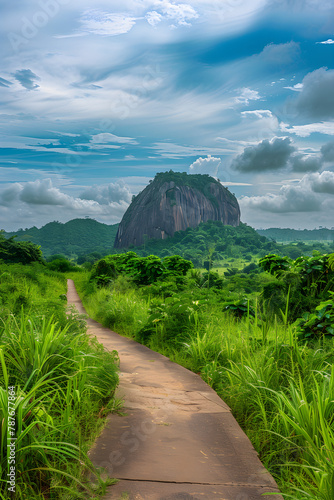 Enthralling View of the Historic Aso Rock and Surrounding Lush Vegetation in Ogun State, Nigeria