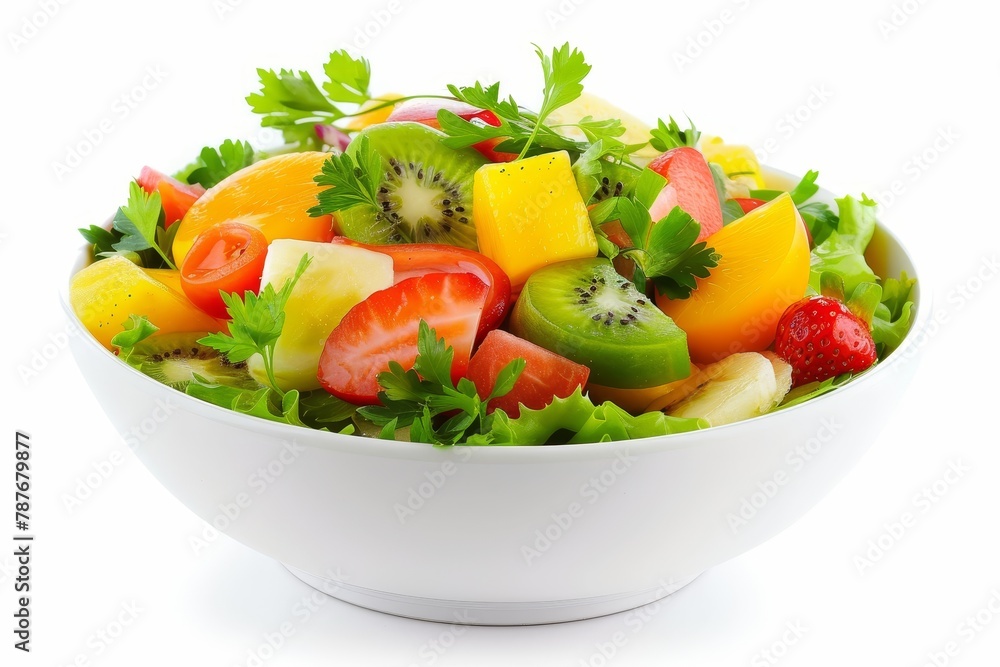 Fruit salad in a white bowl Fruit salad in a white bowl