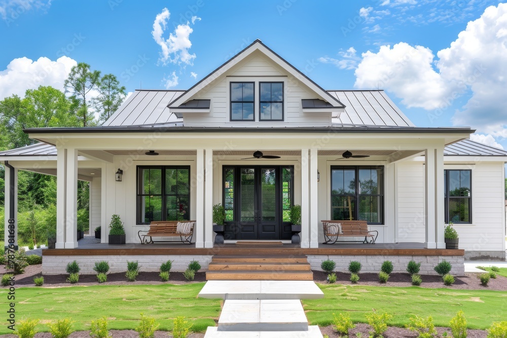 Cozy home entrance with wooden elements and greenery Cozy home entrance with wooden elements and greenery