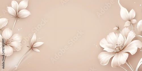 A delicate arrangement of cream flowers and green foliage set against a soft, cream background.