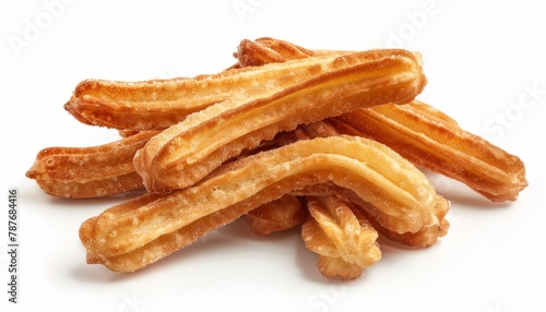 Top view of a churro heap a traditional Spanish food isolated on a white background photo