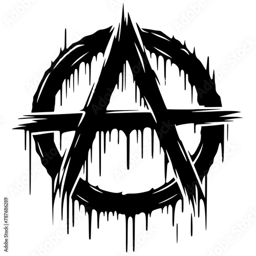The silhouette of the melting anarchy symbol splashes