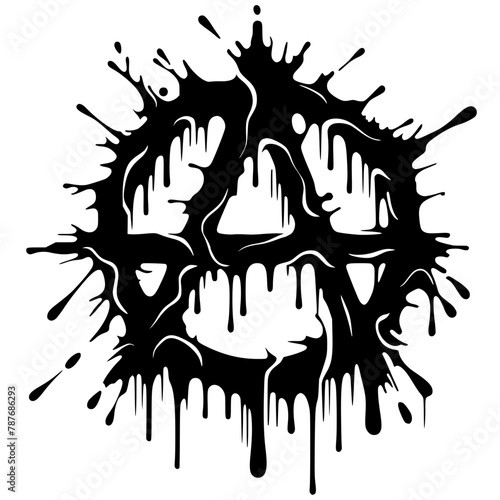 The silhouette of the melting anarchy symbol splashes