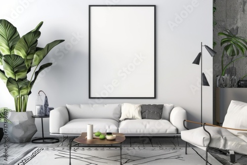 Wallpaper Mural Modern scandinavian interior with poster mockup created with generative ai Torontodigital.ca