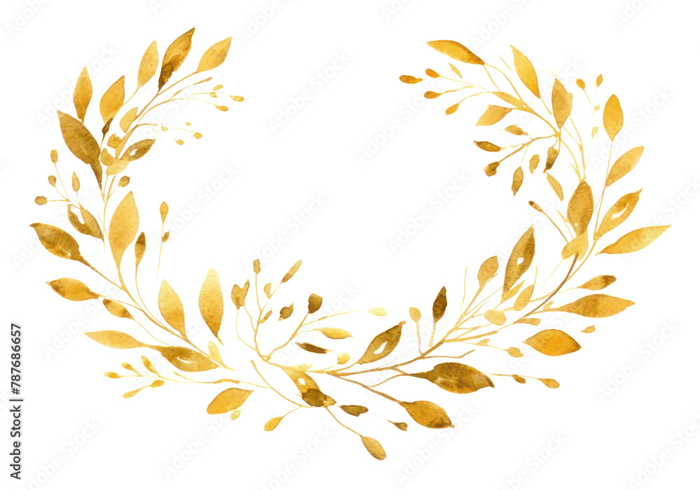 PNG Mistletoe wreath pattern gold white background PNG Mistletoe wreath pattern gold white background